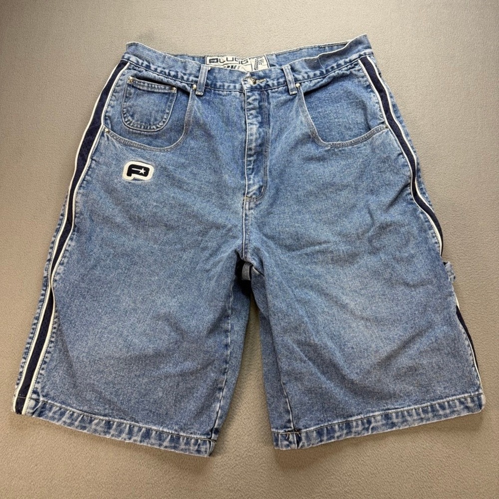 Vintage Plugg Denim Shorts Loose Fit Baggy Size 38 (FIT 36) Y2K Skater Hip Hop